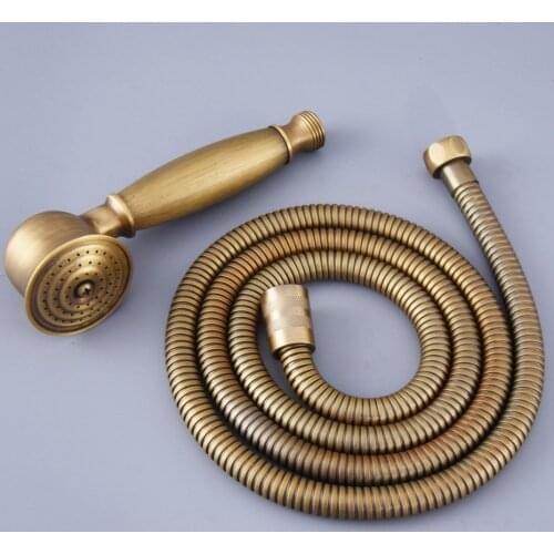 Antique Brass Vintage Retro Bathroom Telephone Shape Hand Spray Handheld Shower head 1.5m Hand Held Shower Head Hose mhh119