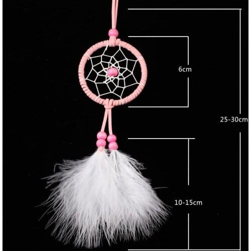B Feather mini dream catchers Circular Net braided pink small dream catcher hanging For Wall and tent Decorations