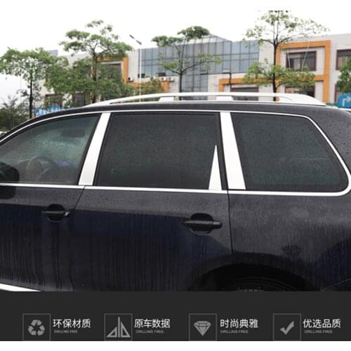 Free shipping Stainless steel 6pcs/lot center pillar trim window bright strip for Volkswagen VW 2003-2010 Touareg