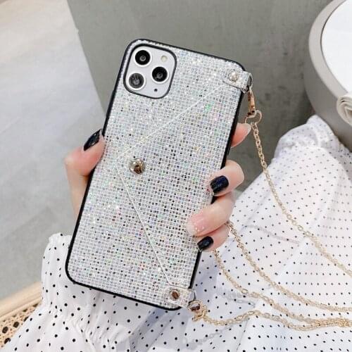 Bling Glitter Handbag Card package leather phone case for iphone X XR XS MAX 7 8 6 6s plus 7plus 11 Pro Crossbody bag back cover