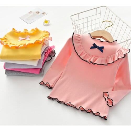 Girls'Long Sleeve Childrens T-shirt Plush Thickened Cartoon Bottoming Shirt Children Spring and Summer Autumn Long Sleeves