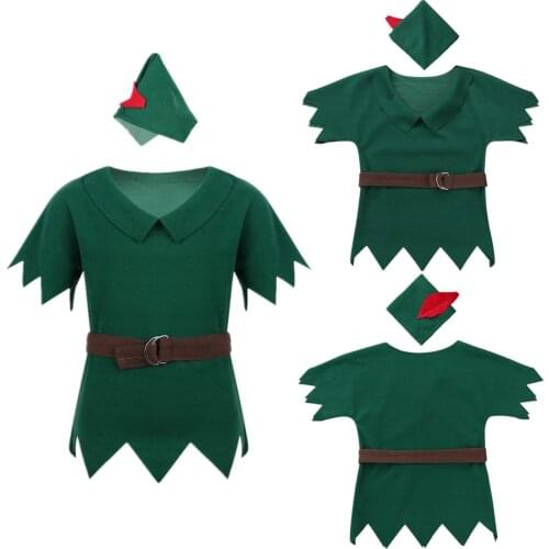 Kids Boys Girls Halloween Carnival Party Costume Dress Up Pretend Play Girls or Boys Cosplay Party Roleplay Clothes with Hat