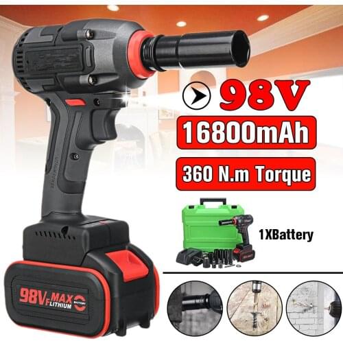360NM 98VF Brushless Cordless Electric Impact Wrench 1/2 inch Wrench Power Tools With 16800mAh Rechargeable Battery + LED Light