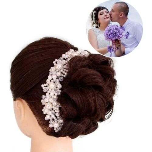 Hot Sale Crystal Simualted Pearl Headpieces Headband Bride Noiva Bridal Wedding Engagement Party Hair Jewelry Accessories