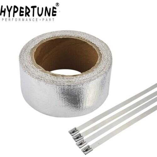 Hypertune - Car Aluminum Reinforced Tape Heat Shield Resistant Wrap For All Intake pipe / Suction Kit WITH 4PCS TIES HT1611