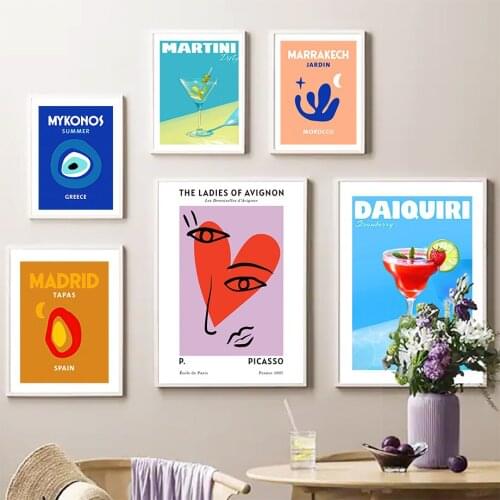 Matisse Picasso Fruit Cocktail Mykonos Evil Eye Wall Art Canvas Painting Posters And Prints Wall Pictures For Living Room Decor