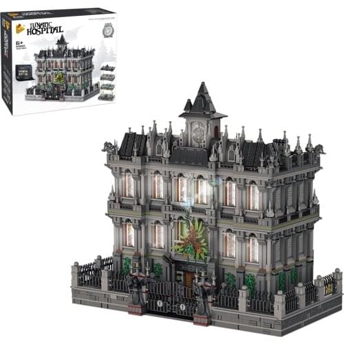 7537Pcs MOC Street View Building Small Particle Horror Architecture Bricks Toys With Lights For Children Educational Toys Gift