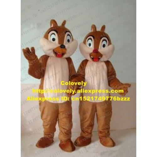 Lovely Brown Chip And Dale Mascot Costume Mascotte Squirrel Chipmunk Scuiridae Adult With Big Eyes Round Nose No.1948 Free Ship