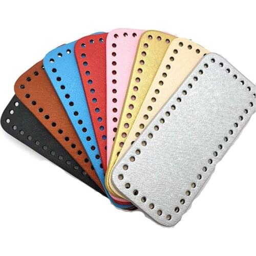 18x8cm Bottom for Knitting Bag PU Patent Leather Bag Accessories Rectangle Bottom with Holes Diy Crochet Bag Bottom