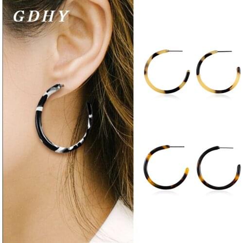 GDHY Fashion Grand Circle Drop Earrings Europe Retro Marble Pattern Pendant Earring For Woman Charm Personality Earring