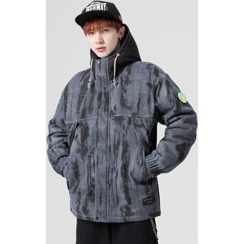 Hooded Down Jacket Men Streetwear 2021 New Winter Letter Print Down Coats Mens Thick Warm Hooded Jacket Korean Style Outerwear