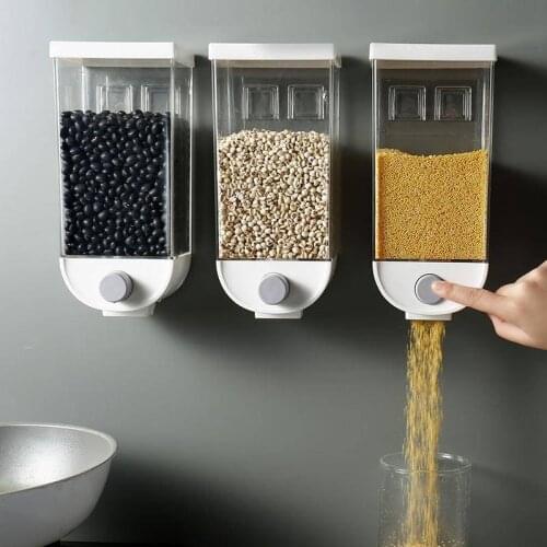Grain storage Food dispenser rice bucket kitchen food storage box wall-mounted tank plastic sealed container WJ031212