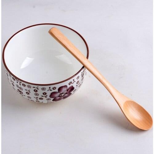 Natural Wooden Spoon For Pudding Jam Tea Coffee Catering Practical Ice Cream Long Handle Kitchen Cooking Tableware Accessories