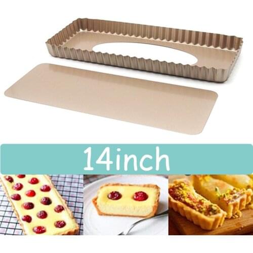 Extra Long Tart Pan Rectangular Quiche Pan Non-Stick Tart Pie Pan with Removable Loose Bottom Fluted Flan Quiche Pizza Cake Pans