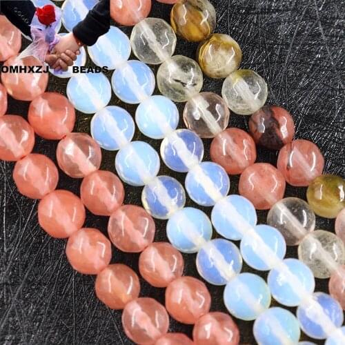OMH Z55 4 6 8 10 12mm Natural Stone Color Jewelry DIY Making Bracelet Necklace Round Natural Watermelon Opal Loose Spacer Beads