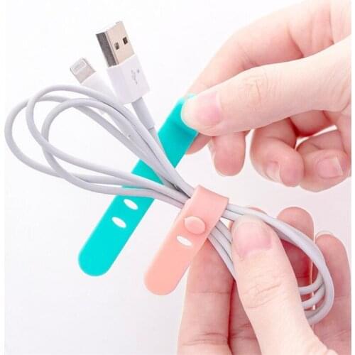 4pcs Cable Organizer Silicone Wire Binding Data Cable Tie Management Bobbin Winder Marker Holder Tape Lead Straps Trig Rain