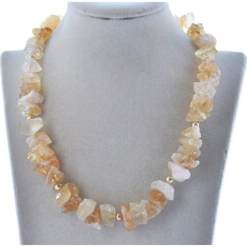 Z11076 18" 18mm Baroque Rough-Stone Yellow Crystal Choker Necklace