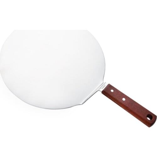 Pizza shovel wooden handle stainless steel blade round cake baking tools 10 inch thicken pizza