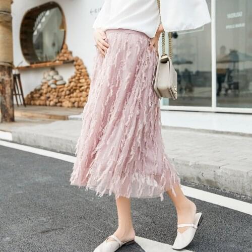 Feather Fringed Pleated Maternity Skirt Summer Fashion A Line Loose Skirts Clothes for Pregnant Women Pregnancy Clothing