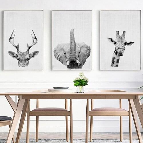 Posters and Prints Wall Art Animal Elephant Deer Canvas Painting Wall Pictures for Living Room Nordic Home Decoration