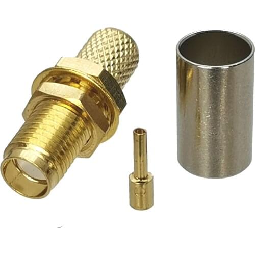 1Pcs SMA Female Jack Bulkhead Crimp RF Connector For RG-8X LMR240 RG8X Cable RF Coaxial Brass