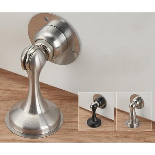 304 Stainless Steel Magnetic Door Stop Stainless Steel Door Stopper Bathroom Heavy Duty Floor Wall Mount Wind-Proof Door Holder