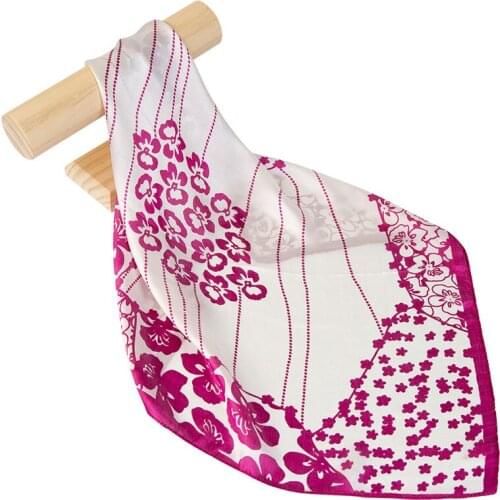 Natural Silk Scarf Women Bandana Female Pansy Hair Scarf for Women Silk Headband Fashion Flower Womens Square Silk Neck Scarf