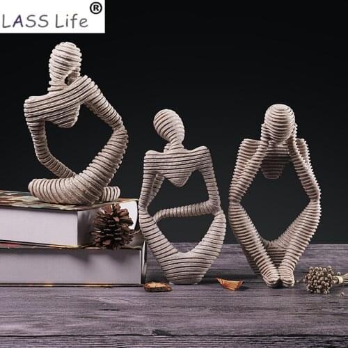 Modern Resin Creative Abstract Thinker Statues People Sculptures Miniature Figurines Craft Office Home Decoration Accessories