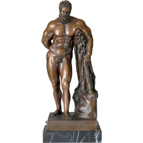 Heracles Hercules Statue Sculpture Greek God Hero Art Hot Casting Bronze Nude Man Figurine Large Classy Home Decor