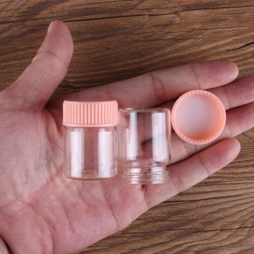 5pcs 15ml 30*40mm Glass bottle Glass Jars with Pink Plastic Lids Potion Spice Jars bottles Glass Vials for DIY Craft