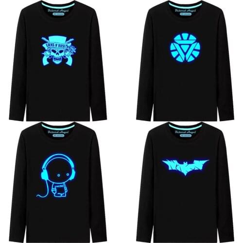 3D Pattern Boys Girls Luminous T-shirt Baby Clothes Funny Anime Cotton T shirt Teen Kids Long Sleeve T shirt Children Clothing