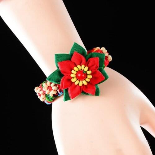 National style cloth embroidery bracelets bells small flowers jewelry ornaments
