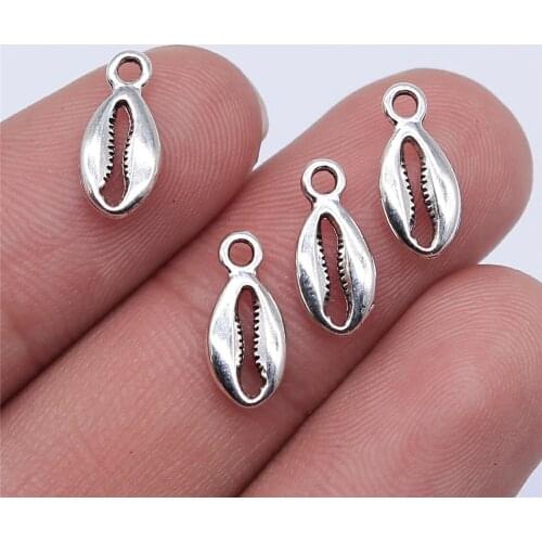 WYSIWYG 40pcs 13x6mm Antique Silver Color Shell Charms Pendant For Jewelry Making DIY Jewelry Findings