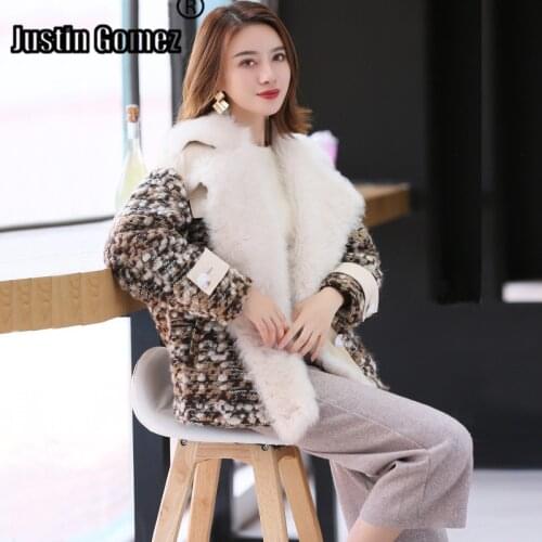 Womens Autumn And Winter Luxury Tweed Natural Fox Fur Lining Coat Christmas Gift Real Leather Fur Short Jacket