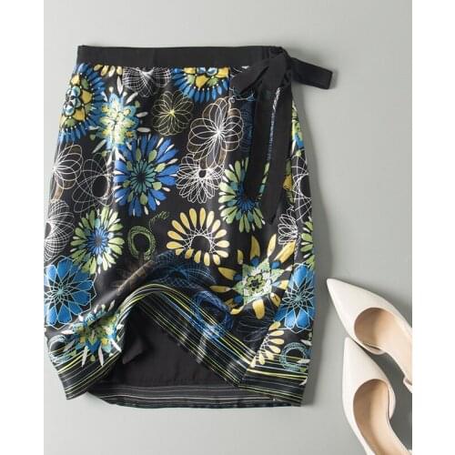 Positioning flower belt waist silk skirt female mulberry silk hundred chinese skirt Korean version of the A-word skirt spring