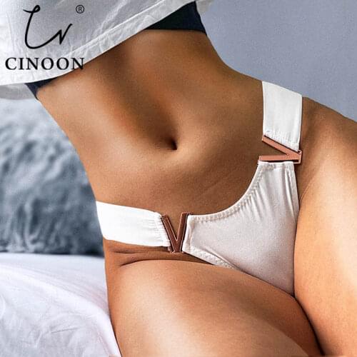 CINOON Sexy Panties Women v-shaped Metal decoration Low-Waist Underpant Hollow Out Female Seamless Underwear G-String Lingerie