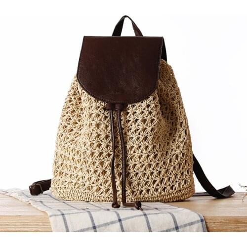 Summer Fashion Bohemian Women Woven Backpack School Bags For Teenage Girls Handmade Cute Backpack Travel Beach Shoulder Bags