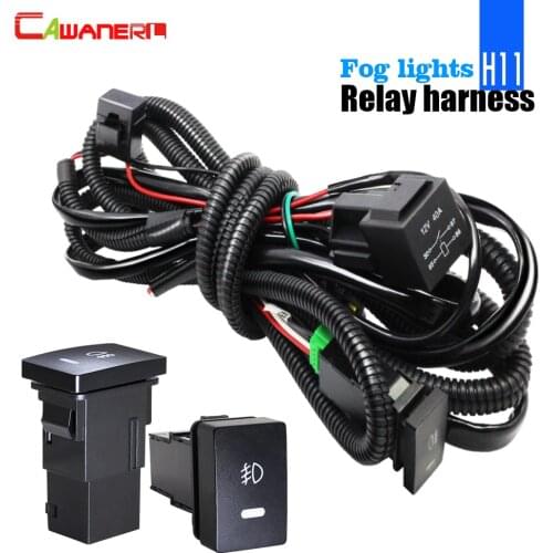 Cawanerl Fog Light Wiring Harness H11 Socket Wire + Switch with LED indicator AT Relay For Honda CR-V Pilot Accord Acura RDX TSX