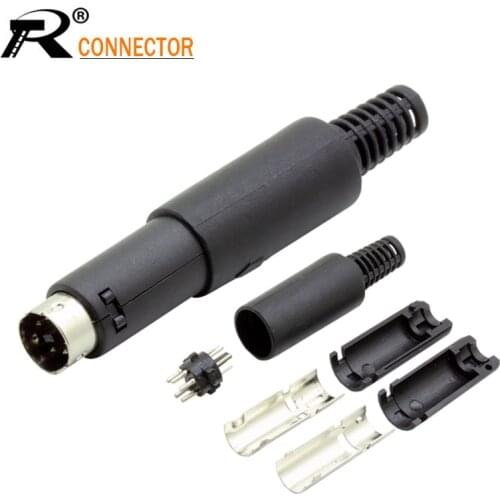 5Pin MINI DIN Male Solder Connector With Plastic Handle Soldering cables DIY 3pcs/lot