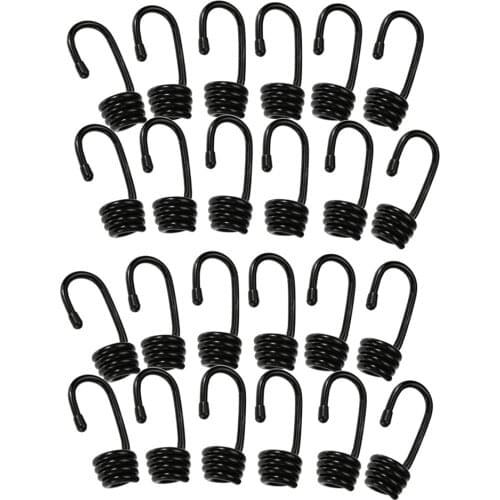 24 Pieces Bungee Shock Cord Hooks 6mm Metal Clips For Kayak Covers Sunshades