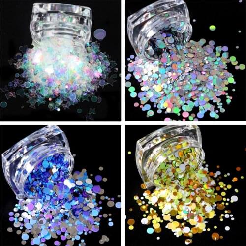 4pcs/set Holographic Nail Art Decoration Suit Laser Sparkly Butterfly Flakes and Nail Glitter Powder