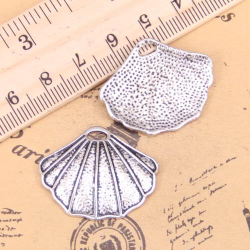 48pcs Jewelry Charms shell 25x30mm Antique Silver Plated Pendants Making DIY Handmade Tibetan Silver Jewelry