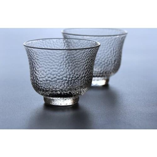 5pcs Japanese-style hand-hammer glass tea cup thickened heat-resistant glass small tea cup kung fu tea set tea cup