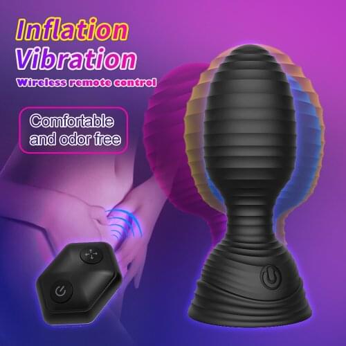 Wireless control vibration inflatable anal plug for men and women