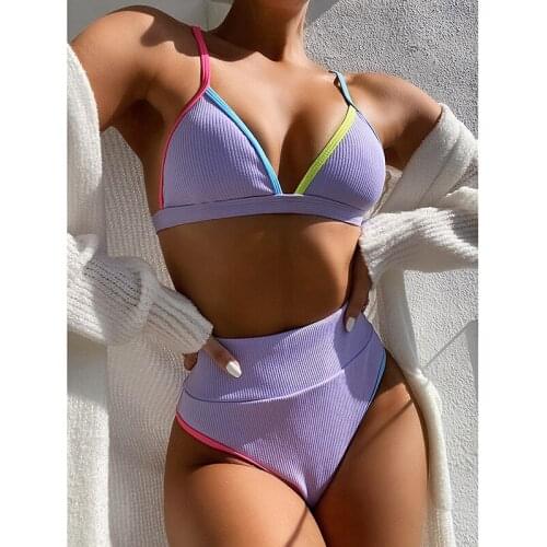 Bikini Patchwork Swimwear Female Push Up Swimsuits High Waist Sexy Bikini Set Printed Beach Wear 2021 Femme Two-piece Lady Suits