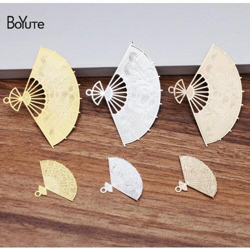 BoYuTe (10 Pieces/Lot) Metal Brass Corrosion Sheet 26*35MM 48*59MM Fan Pendant Diy Hand Made Jewelry Accessories Wholesale