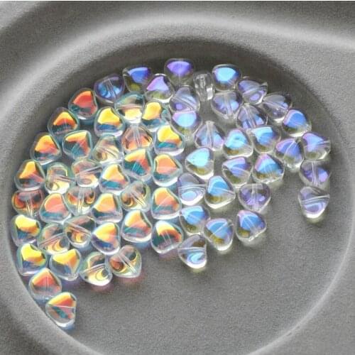 10pcs Domestic Good Quality Heart Lovely Glass Beads Straight Hole DIY Beading Bracelet Necklace Ear Stud Material Accessories