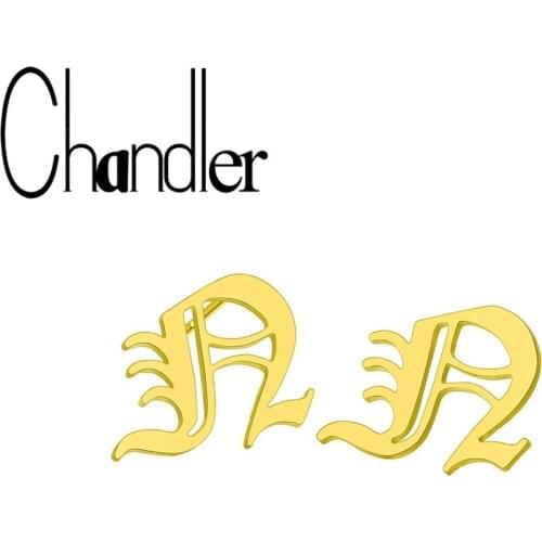 Chandler Bijoux Alphabet Initial A-Z Earring Old English For Girl Stainless Steel N Letter Stud Earring Retro boucle d'oreille