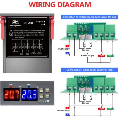 STC-3008 DC 12V 24V AC 220V 10A Dual Digital Temperature Controller Thermostat Thermoregulator Incubator Probe Heating Cooling