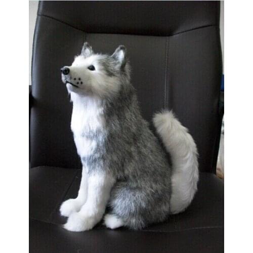 30x22x12cm squat dog simulation husky plush toy polyethylene & furs handicraft home decoration gift w5579